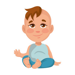 baby boy sitting and waving isolate on white vector