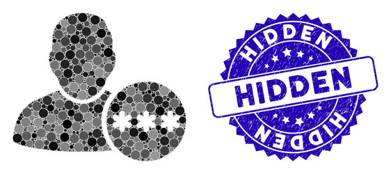 collage user hidden password icon with textured vector image