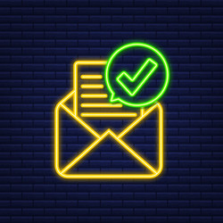 opened envelope and document with green check mark vector