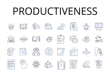 productiveness line icons collection efficiency vector