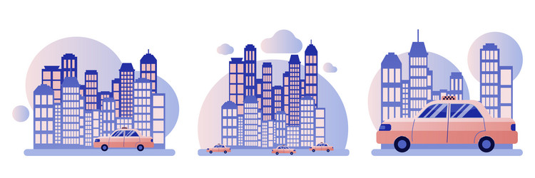 Taxi service background city with skyscrapers vector