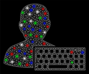 bright mesh network coder with light spots vector image
