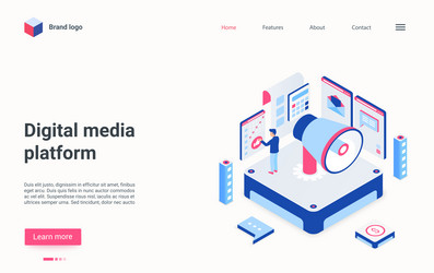 Digital media platform isometric vector