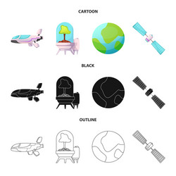 isolated object of mars and space icon set vector image