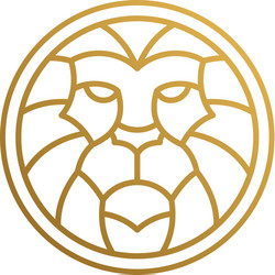 outline emblem geometric lion head in circle Vector Image