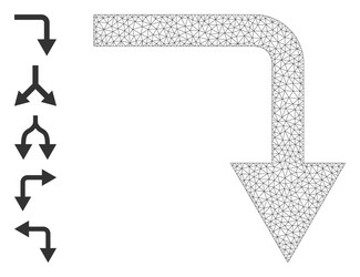 Web net turn down icon with simple symbols vector