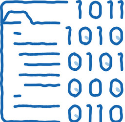 Binary file coding system doodle icon hand drawn vector