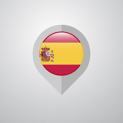 Map navigation pointer with spain flag design vector