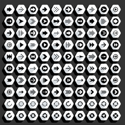 flat arrow icon hexagon web button vector image
