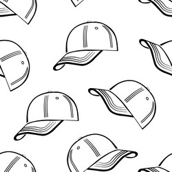 seamless monochrome pattern with baseball cap vector