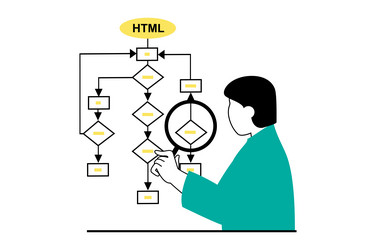 web development concept with people scene in flat vector image