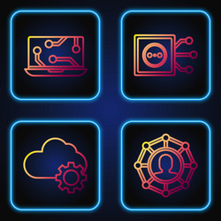 set line project team base cloud technology data vector image