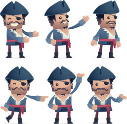 set of pirate character in different poses vector