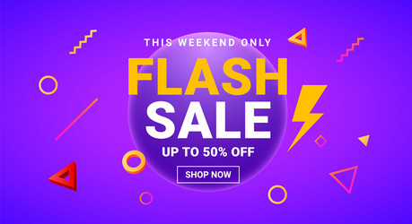 Flash sale banner offer promo sticker template vector