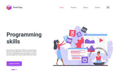 Programming skills landing page programmer vector