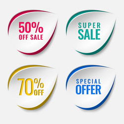 Realistic sale discount sticker icon label vector