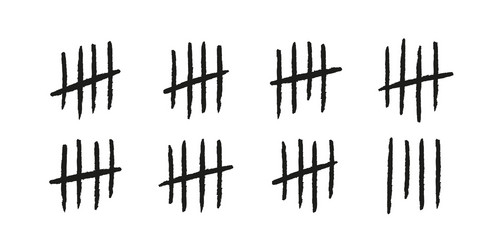 tally marks hand drawn lines or sticks sorted vector image