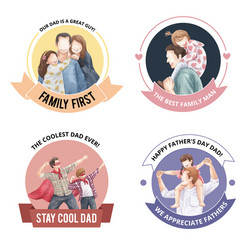 Card template with fathers day conceptwatercolor vector