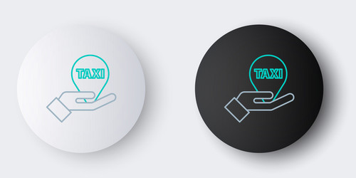 line hand on map pointer with taxi icon isolated vector image