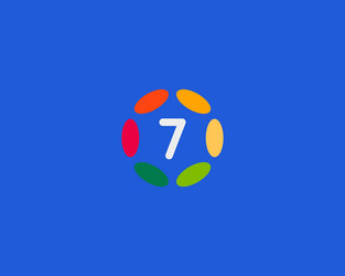 7 logo number seven with blue water dew drops Vector Image