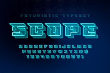Futuristic Glowing Sci-Fi Alphabet Set vector image