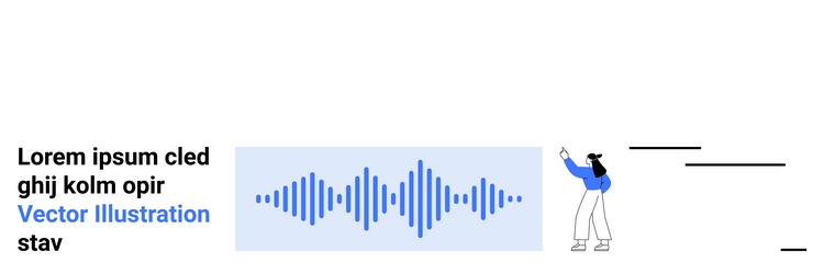 person analyzing audio waveform with text rows vector image