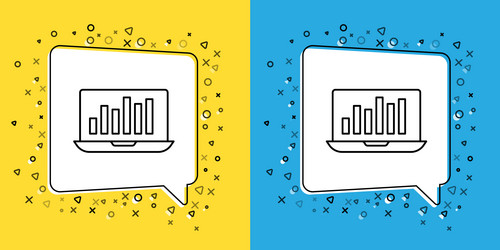 set line laptop with graph chart icon isolated vector image
