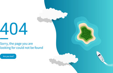 404 error web pages design with island and ocean vector