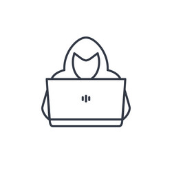 Hacker with Laptop - Line Icon vector image