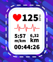heart rate monitor display with running dynamic vector image