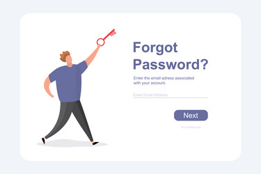man with the key in hand forgot password-text vector image