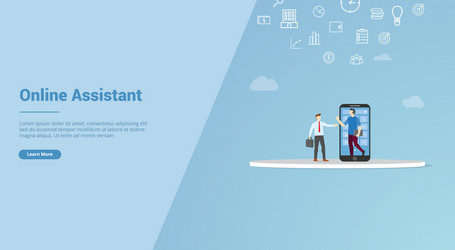 Online assistant app concept for website template vector