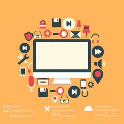 flat abstract background with web icons interface vector image