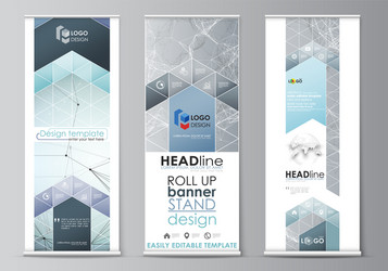 Roll up banner stands flat design templates vector