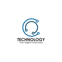 technology logo design with using circuit element vector image