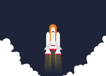 Flat a spaceship launch isolated on space vector