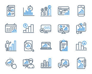 graph line icons set chart presentation vector image