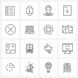 isolated symbols set 16 simple line icons vector image
