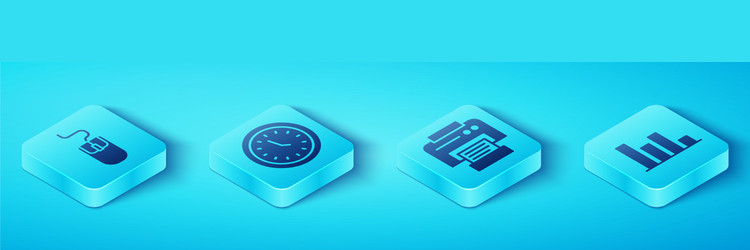 set isometric computer mouse clock pie chart vector image