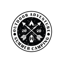 camping logo with arrow Vector Image