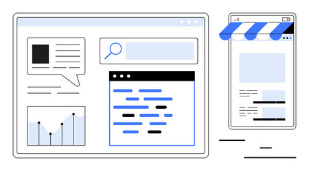 responsive web design concept with analytics vector image