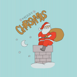 Santa Claus in Chimney with Gift Bag vector