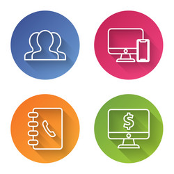 Set line users group computer monitor and mobile vector