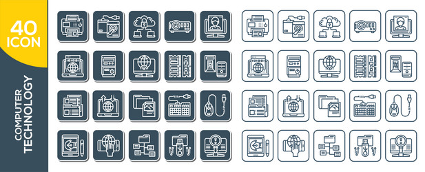 Electronics and devices related line icon set vector