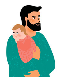 Isolated of man with baby vector