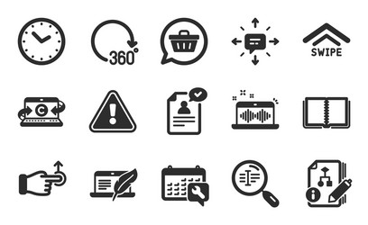 Swipe up algorithm and copyright laptop icons set vector