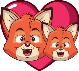 Cute foxes cartoon vector