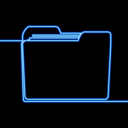 Continuous line drawing folder neon concept vector