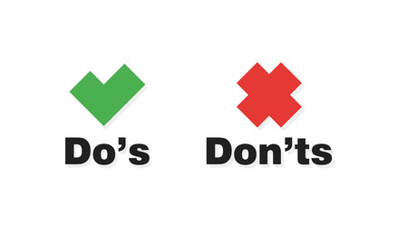 Do and dont check tick mark red cross icons vector