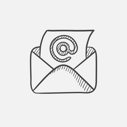 email envelope with paper sheet sketch icon vector